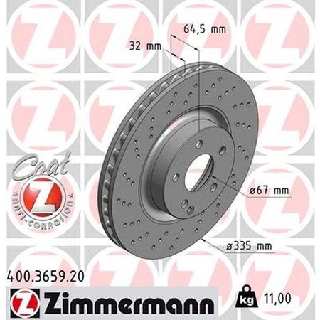ZIMMERMANN Brake Disc - Standard/Coated, 400.3659.20 400.3659.20